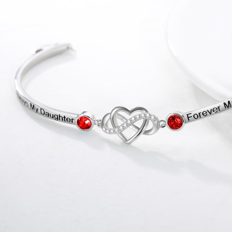 AOBOCO 925 Sterling Silver Adjustable Infinity Heart Bangle Bracelet for Sister Best Friend Daughter Mom Grandma Granddaughter Daughter in Law Godmother Goddaughter Stepmom Stepdaughter - Image 3